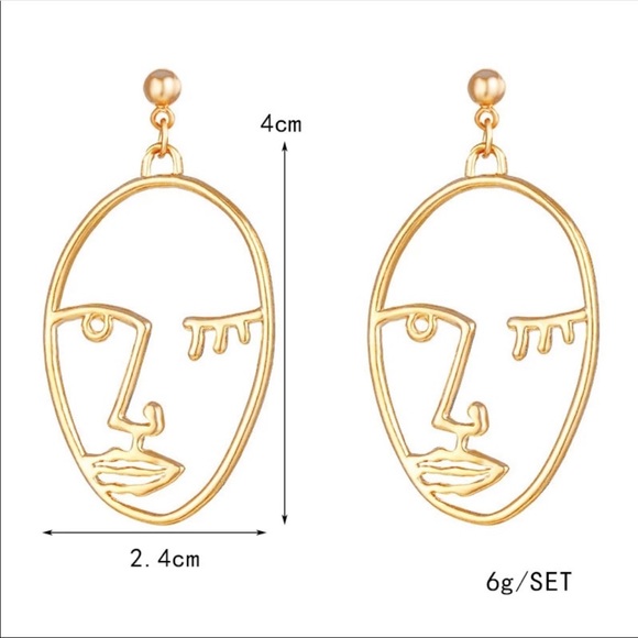Dainty Face Outline Earrings - Picture 3 of 7